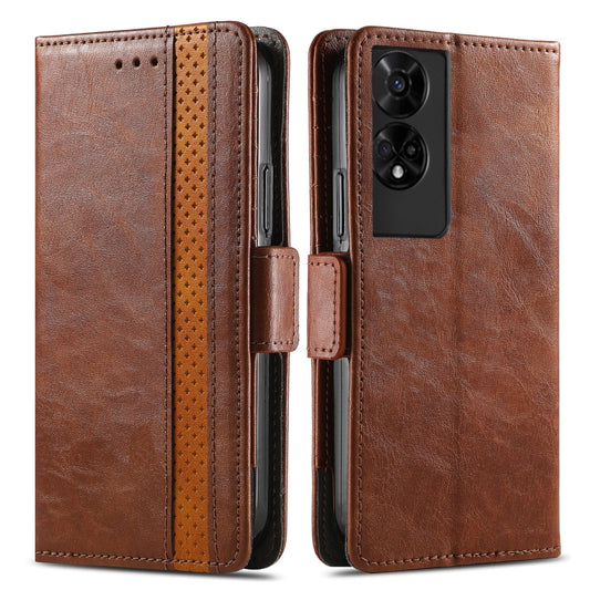 For TCL 50 5G CaseNeo Splicing Dual Magnetic Buckle Leather Phone Case(Brown) - TCL by CaseNeo | Online Shopping UK | buy2fix
