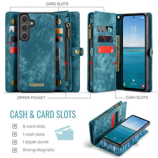 For Samsung Galaxy S25+ 5G CaseMe 008 Detachable Multifunctional Leather Phone Case(Blue) - Galaxy S25+ 5G Cases by CaseMe | Online Shopping UK | buy2fix