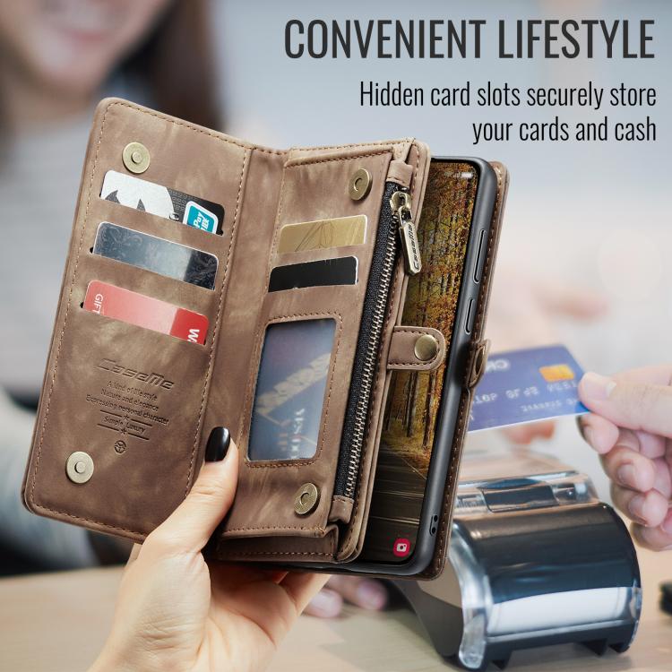 For Samsung Galaxy S25 Edge 5G CaseMe 008 Detachable Multifunctional Leather Phone Case(Brown) - Galaxy S25 Edge 5G Cases by CaseMe | Online Shopping UK | buy2fix