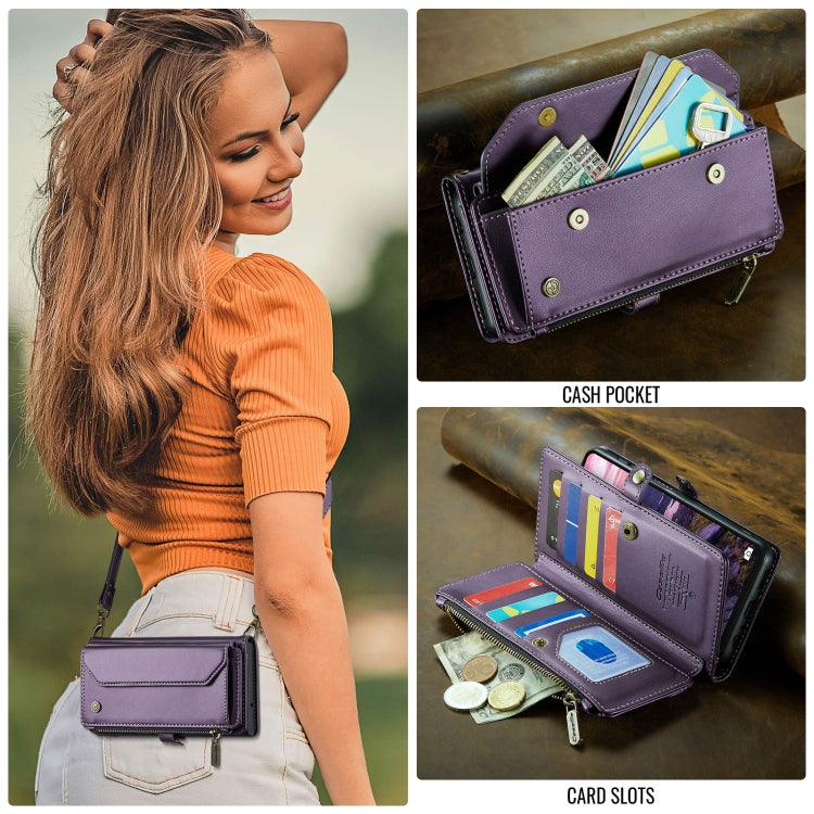 For Samsung Galaxy A16 5G CaseMe C36 Card Slots Zipper Wallet RFID Anti-theft Leather Phone Case(Purple) by CaseMe