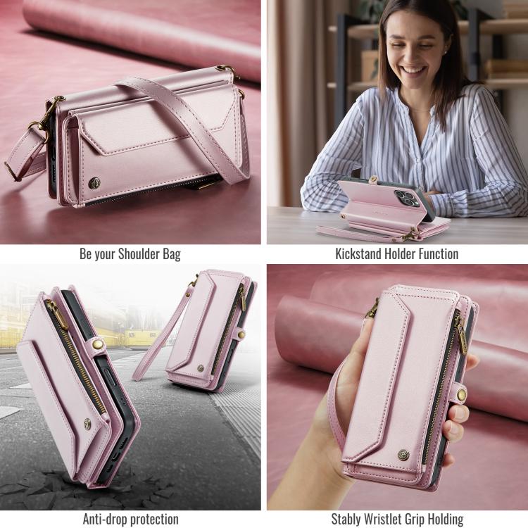For Samsung Galaxy S25 Ultra 5G CaseMe C36 Card Slots Zipper Wallet RFID Anti-theft Leather Phone Case(Pink) - Galaxy S25 Ultra 5G Cases by CaseMe | Online Shopping UK | buy2fix