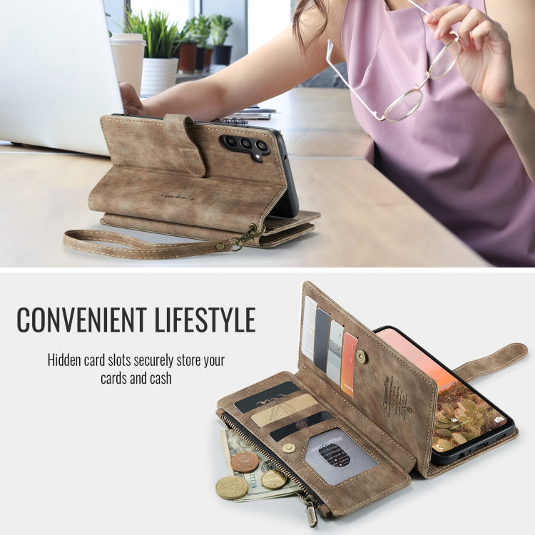 For Samsung Galaxy A16 5G CaseMe C30 Card Slots Zipper Wallet Leather Phone Case(Brown) by CaseMe