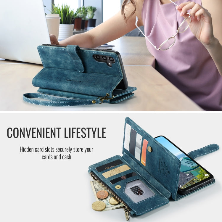 For Samsung Galaxy A16 5G CaseMe C30 Card Slots Zipper Wallet Leather Phone Case(Blue) by CaseMe