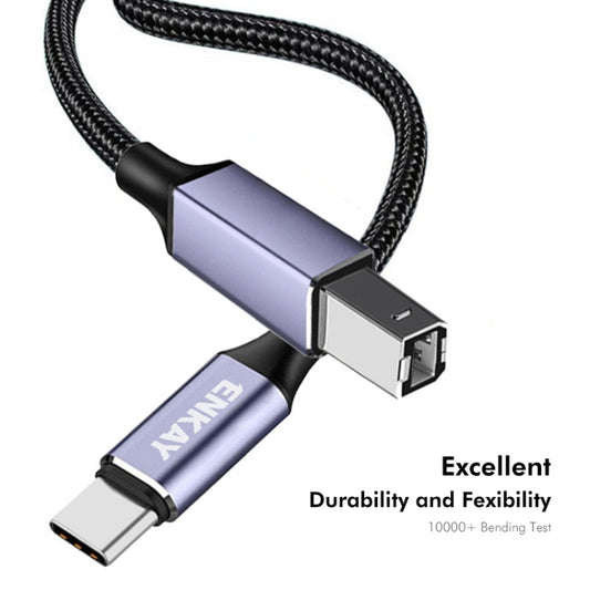 ENKAY ENK-CB170 USB C / Type-C to USB 2.0 B Printer Scanner Nylon Braided Cable, Length:1m by ENKAY