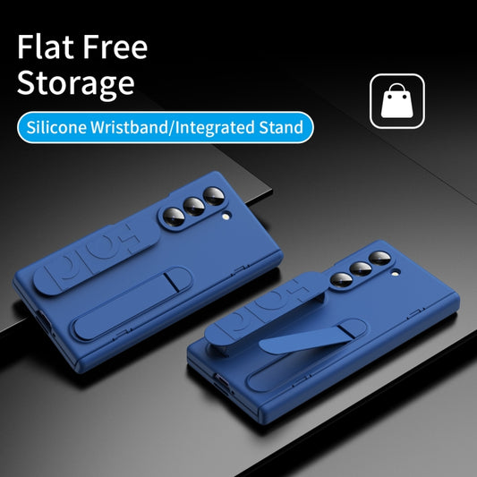 For Samsung Galaxy Z Fold6 5G Bazher Shell Film Integrated Holder Shockproof Phone Case(Blue) - Galaxy Z Fold6 5G Cases by buy2fix | Online Shopping UK | buy2fix