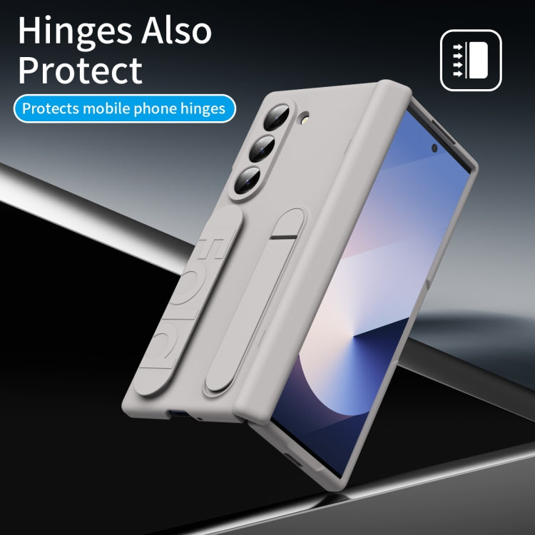 For Samsung Galaxy Z Fold5 5G Bazher Shell Film Integrated Holder Shockproof Phone Case(Titanium original color) - Galaxy Z Fold5 Cases by buy2fix | Online Shopping UK | buy2fix