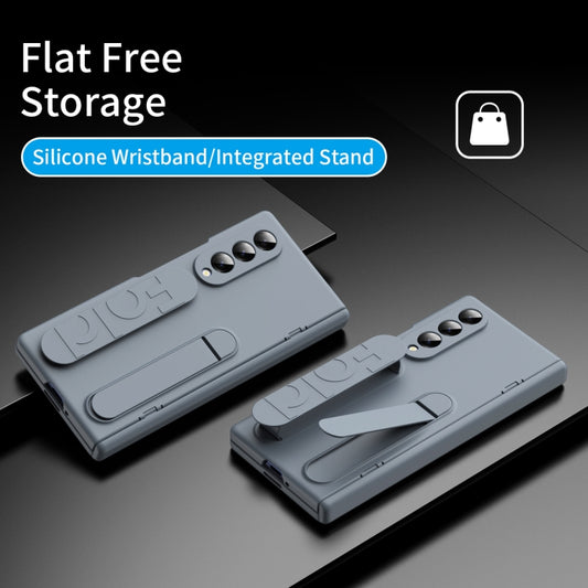 For Samsung Galaxy Z Fold3 5G Bazher Shell Film Integrated Holder Shockproof Phone Case(Grey) - Galaxy Phone Cases by buy2fix | Online Shopping UK | buy2fix