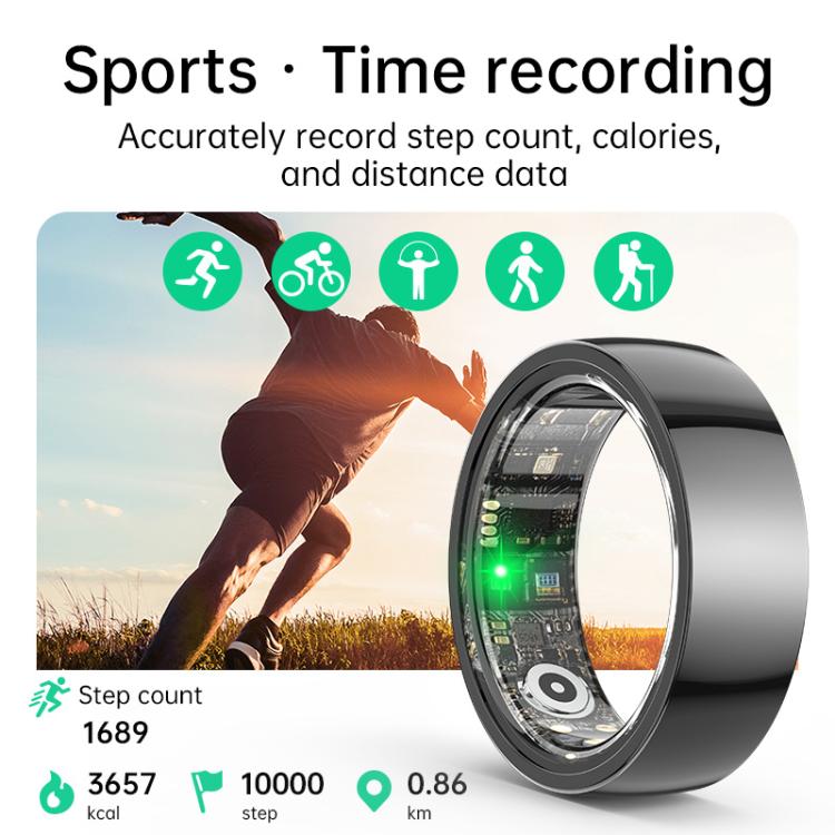 R1000 SIZE 13 Smart Ring, Support Heart Rate / Blood Oxygen / Sleep / Multiple Sports Modes(Black) by buy2fix