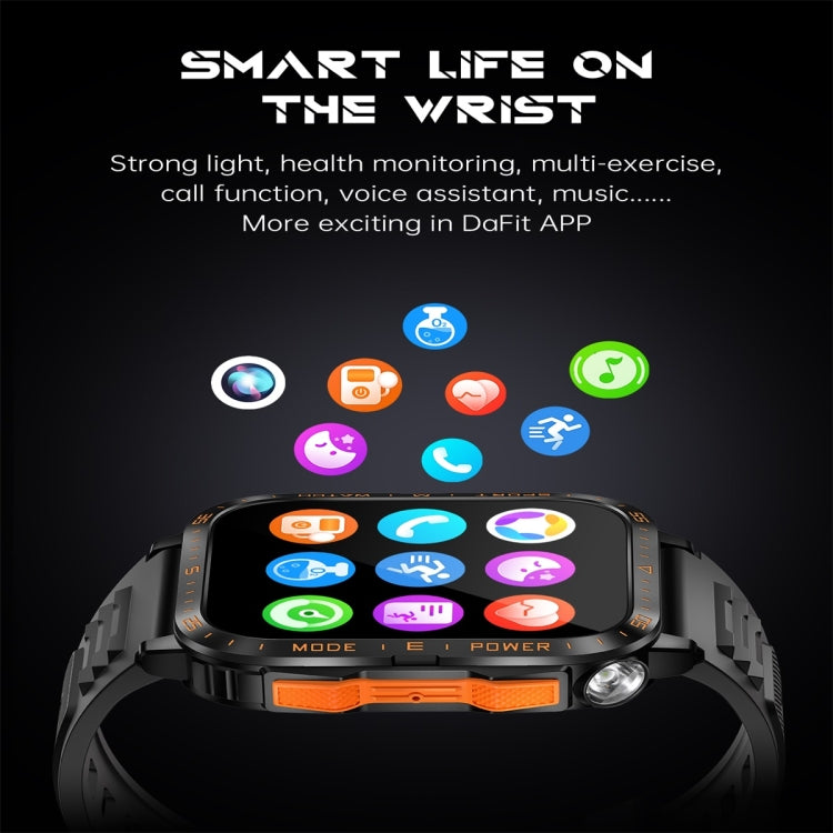 KT79 1.96 inch Color Screen Smart Watch, Support Bluetooth Call / Health Monitoring(Black Orange) by buy2fix