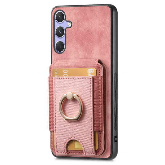 For Samsung Galaxy S25+ 5G Retro Splitable Magnetic Stand Card Bag Leather Phone Case(Pink) by buy2fix