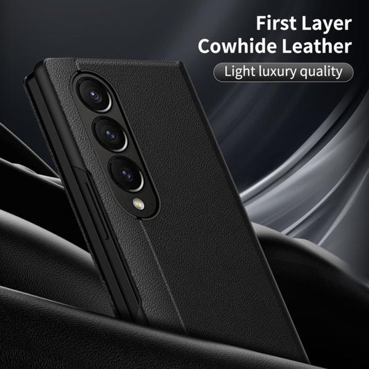 For Samsung Galaxy Z Fold3 5G Smart View Window Leather Phone Case with Card Slot(Black) - Galaxy Phone Cases by buy2fix | Online Shopping UK | buy2fix