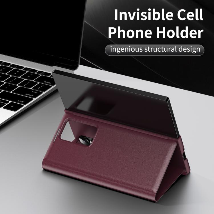 For Samsung Galaxy Z Fold4 Smart View Window Leather Phone Case with Card Slot(Red) - Galaxy Z Fold4 5G Cases by buy2fix | Online Shopping UK | buy2fix