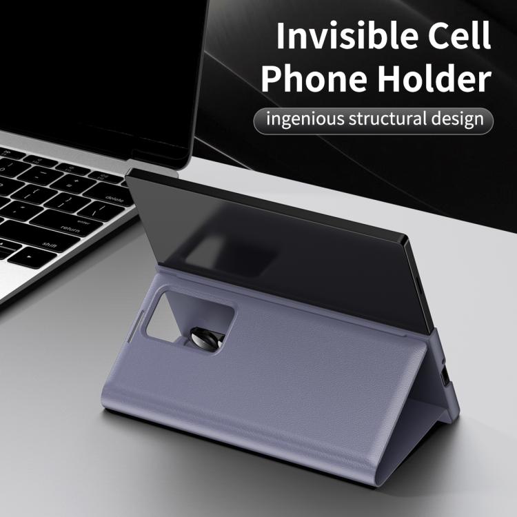 For Samsung Galaxy Z Fold4 Smart View Window Leather Phone Case with Card Slot(Purple) - Galaxy Z Fold4 5G Cases by buy2fix | Online Shopping UK | buy2fix
