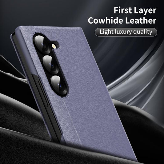 For Samsung Galaxy Z Fold6 5G Smart View Window Leather Phone Case with Card Slot(Purple) - Galaxy Z Fold6 5G Cases by buy2fix | Online Shopping UK | buy2fix