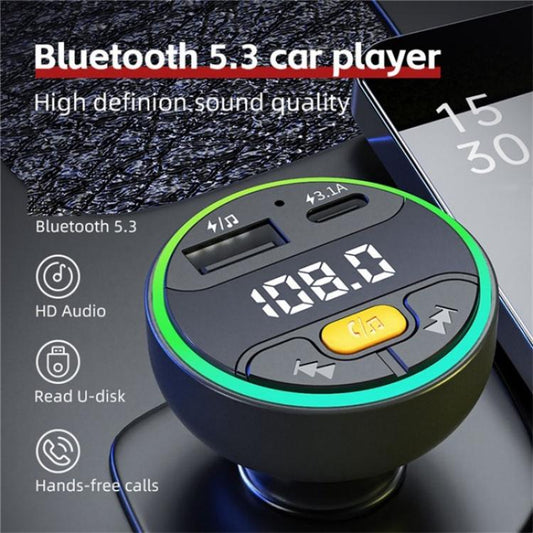 C9 Digital Display FM Transmitter Multifunctional Bluetooth Car MP3 Player USB Type-C Charger by buy2fix
