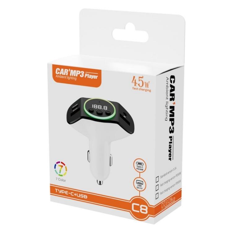 C8 Bluetooth 5.3 Receiver Hands-Free Calling with AUX Port Dual USB Port Car Charger(Black) by buy2fix