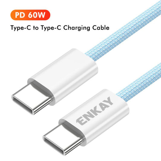 ENKAY CB174 Candy Color 60W USB-C / Type-C to Type-C Charging Data Cable, Length:2m(White) - USB-C & Type-C Cable by ENKAY | Online Shopping UK | buy2fix