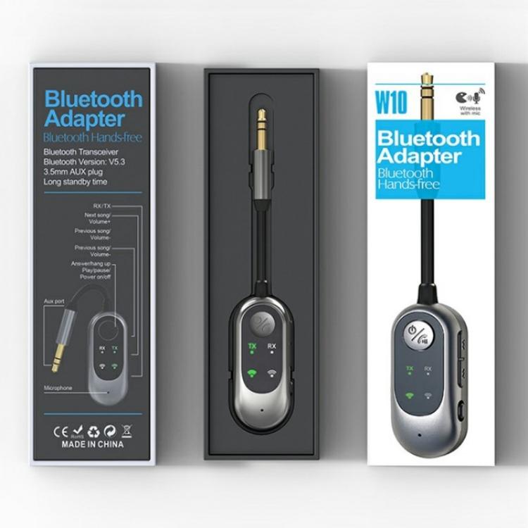 W10 Car Stereo Wireless Connection Audio Adapter 2 in 1 Car Bluetooth 5.3 Receiver Transmitter - Bluetooth Adapters by buy2fix | Online Shopping UK | buy2fix