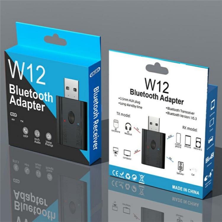 W12 AUX Adapter USB Dongle 2 In 1 Bluetooth 5.3 Car Audio Transmitter Receiver - Bluetooth Adapters by buy2fix | Online Shopping UK | buy2fix