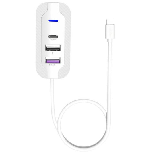 Y4 Car Rear Seat Multi Port Power Expander Type C + Dual USB Fast Charger with Extension Cable - Car Charger by buy2fix | Online Shopping UK | buy2fix