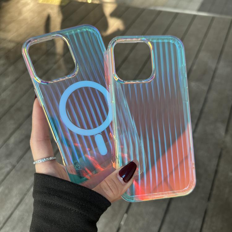 For iPhone 16e Laser Engraved Texture MagSafe Phone Case(Vertical Stripes) - iPhone 16e Cases by buy2fix | Online Shopping UK | buy2fix