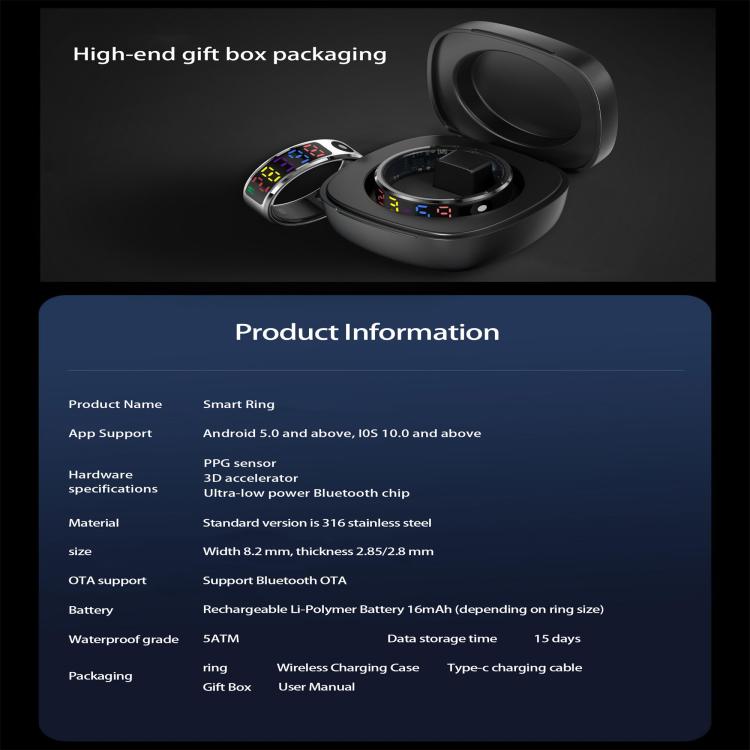 R12 SIZE 12 Smart Ring, Support Heart Rate / Blood Oxygen / Sleep / Multiple Sports Modes(Black) - Smart Rings / Smart Telephones by buy2fix | Online Shopping UK | buy2fix