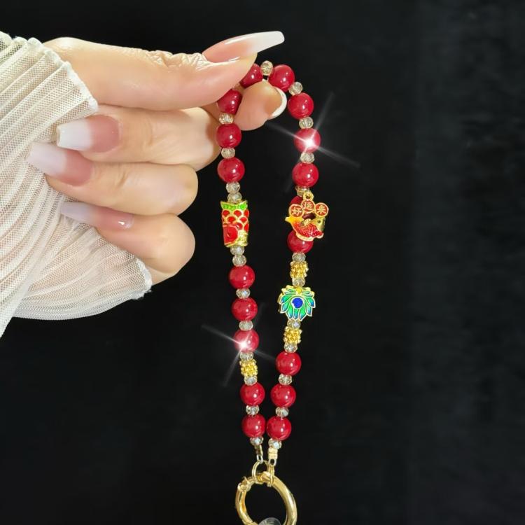 Good Luck Comes To The God Of Wealth Auspicious Phone Chain(Red) - Lanyards & Wrist Straps by buy2fix | Online Shopping UK | buy2fix