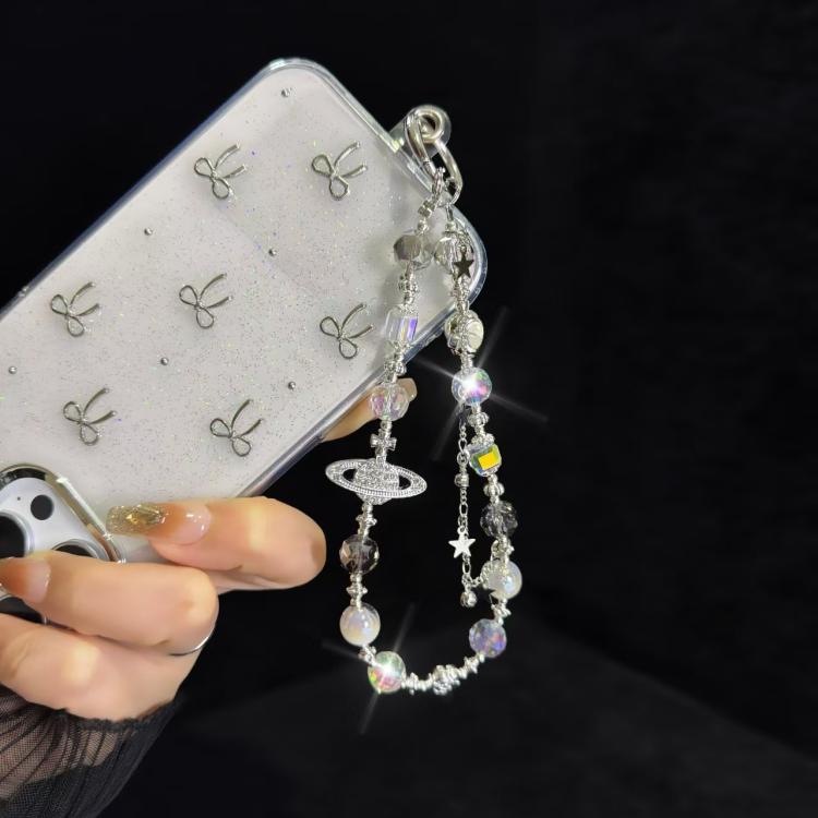 Cosmic Star Color Pearl Phone Chain(Argent) - Lanyards & Wrist Straps by buy2fix | Online Shopping UK | buy2fix