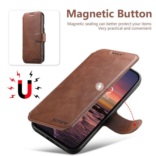 For iPhone 16 Plus Suteni Q05 2-in-1 Multi-function Detachable Wallet MagSafe Phone Case(Brown) - iPhone 16 Plus Cases by Suteni | Online Shopping UK | buy2fix