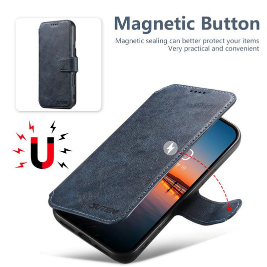 For iPhone 13 Pro Suteni Q05 2-in-1 Multi-function Detachable Wallet MagSafe Phone Case(Blue) - iPhone 13 Pro Cases by Suteni | Online Shopping UK | buy2fix