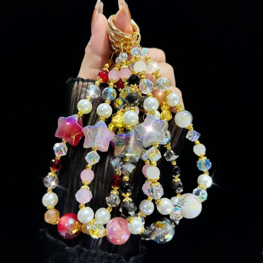 Starry Sky Beads Pentagram Mobile Phone Chain(White) - Lanyards & Wrist Straps by buy2fix | Online Shopping UK | buy2fix