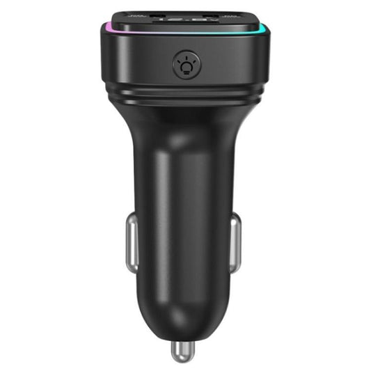 GE13 With Colorful Ambient Light Voltage Display 3-Port Fast Charging Car Charger - Car Charger by buy2fix | Online Shopping UK | buy2fix