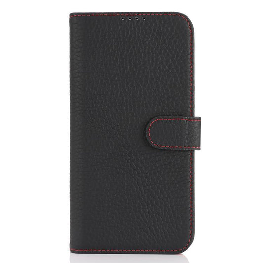 For iPhone 16 Pro Max Genuine Leather Card Wallet MagSafe Phone Case(Litchi Black) - iPhone 16 Pro Max Cases by buy2fix | Online Shopping UK | buy2fix