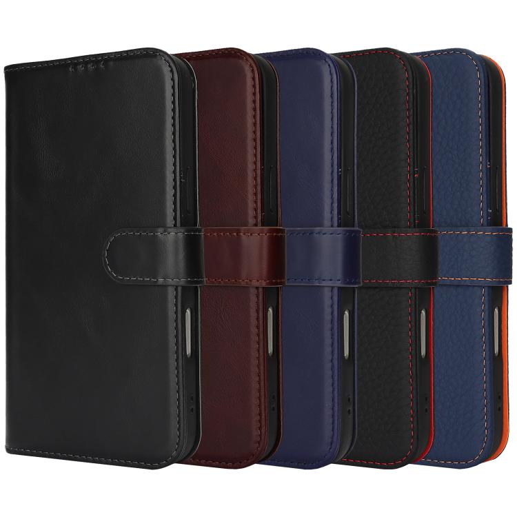 For iPhone 15 Pro Max Genuine Leather Card Wallet MagSafe Phone Case(Litchi Dark Blue) - iPhone 15 Pro Max Cases by buy2fix | Online Shopping UK | buy2fix