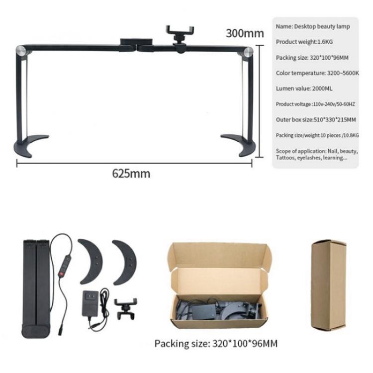 M21X 35W Beauty Tattoo Eyebrow Eyelash Nail Art Lighting Lamp with Phone Stand, Plug:EU Plug(Black) - Selfie Light by buy2fix | Online Shopping UK | buy2fix