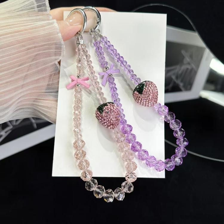 Full Of Diamond Strawberry Phone Chain(Purple) - Lanyards & Wrist Straps by buy2fix | Online Shopping UK | buy2fix