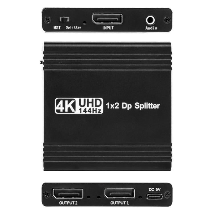 FD 1X2 4K 144HZ Audio Extractor Splitter DisplayPort 1.4 to Dual DisplayPort MST Hub, Plug:US Plug - Switch by buy2fix | Online Shopping UK | buy2fix