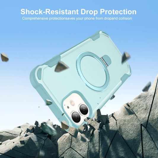 For iPhone 12 Yingcai Gears MagSafe Holder Shockproof Phone Case(Blue) - iPhone 12 / 12 Pro Cases by buy2fix | Online Shopping UK | buy2fix