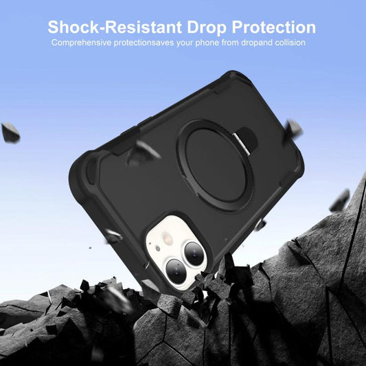 For iPhone 12 Yingcai Gears MagSafe Holder Shockproof Phone Case(Black) - iPhone 12 / 12 Pro Cases by buy2fix | Online Shopping UK | buy2fix