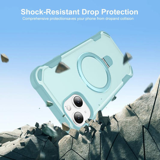 For iPhone 13 Yingcai Gears MagSafe Holder Shockproof Phone Case(Blue) - iPhone 13 Cases by buy2fix | Online Shopping UK | buy2fix