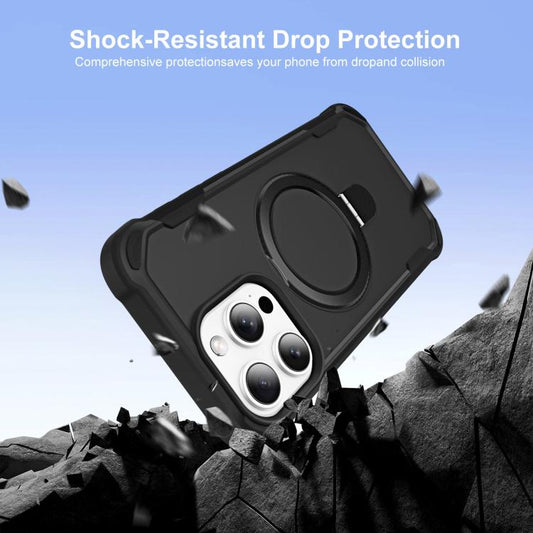 For iPhone 14 Pro Max Yingcai Gears MagSafe Holder Shockproof Phone Case(Black) - iPhone 14 Pro Max Cases by buy2fix | Online Shopping UK | buy2fix