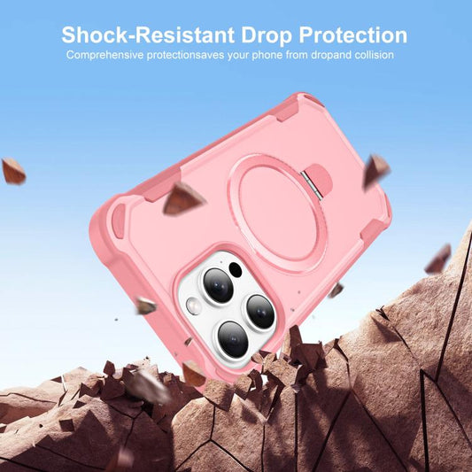 For iPhone 15 Pro Yingcai Gears MagSafe Holder Shockproof Phone Case(Pink) - iPhone 15 Pro Cases by buy2fix | Online Shopping UK | buy2fix