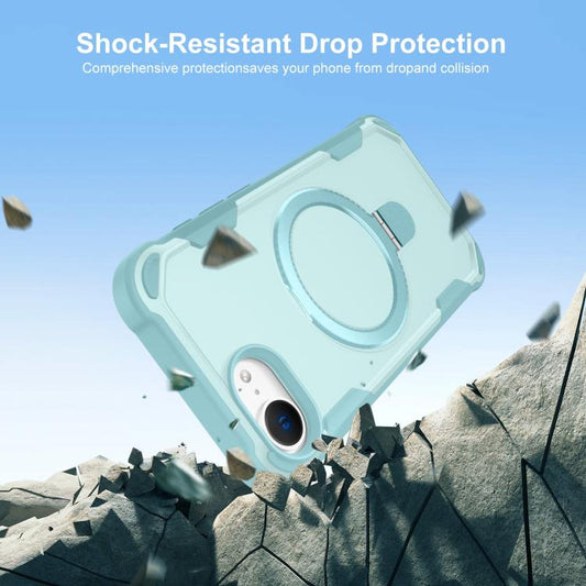 For iPhone 16e Yingcai Gears MagSafe Holder Shockproof Phone Case(Blue) - iPhone 16e Cases by buy2fix | Online Shopping UK | buy2fix