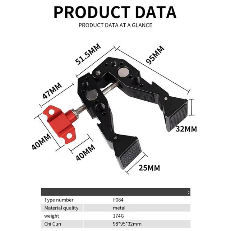 F084 Metal Hot Shoe Mount Multi-Function Crab Clamp Universal Photography Light Stand Clamp - by buy2fix | Online Shopping UK | buy2fix