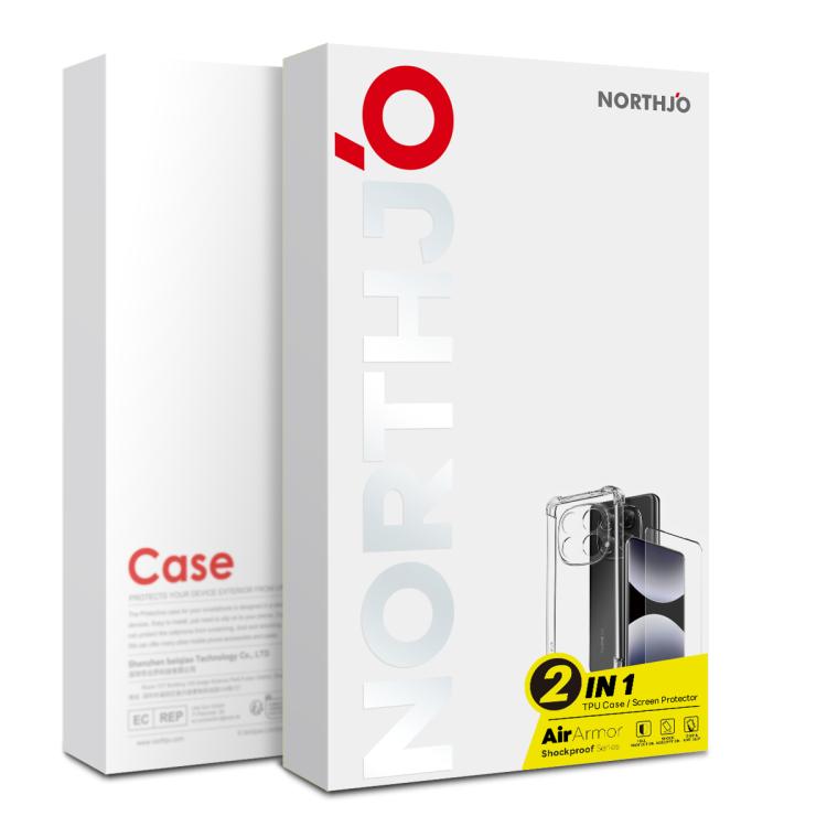 For Redmi Note 14 5G NORTHJO 2 in 1 TPU Airbag Shockproof Phone Case with Screen Film(Clear) - Note 14 Cases by NORTHJO | Online Shopping UK | buy2fix