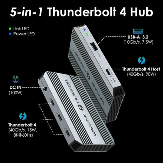 WAVLINK UTD49T 100W PD Input USB-A High Speed Data Transfer Adapter Thunderbolt 4 Hub(AU Plug) - USB HUB by WAVLINK | Online Shopping UK | buy2fix
