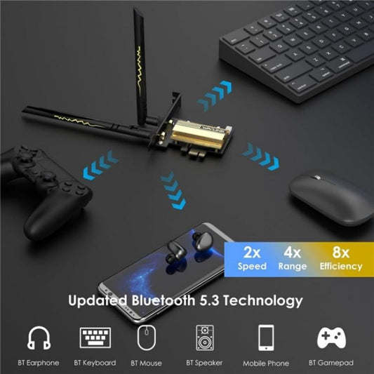 WAVLINK WN675X3-C WiFi 6E Pcie WiFi Network Card Adapter Triple Band AX210 AX5400 - USB Network Adapter by WAVLINK | Online Shopping UK | buy2fix