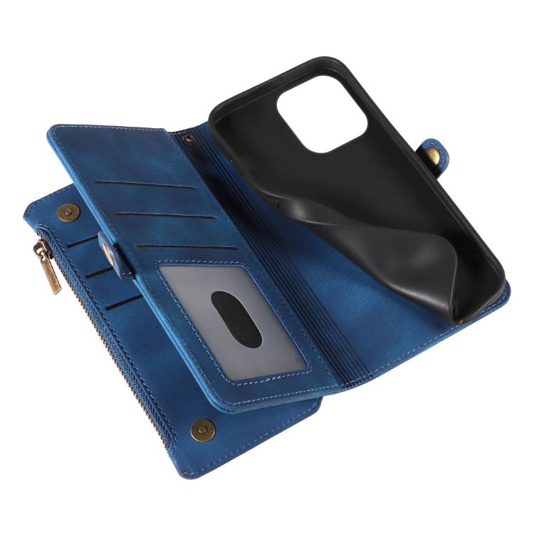 For iPhone 16 Pro Max Fantasy Multifunctional Zipper Wallet Leather Phone Case(blue) - iPhone 16 Pro Max Cases by buy2fix | Online Shopping UK | buy2fix