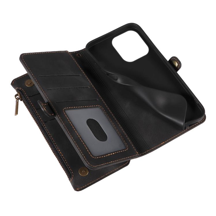 For iPhone 16 Pro Fantasy Multifunctional Zipper Wallet Leather Phone Case(black) - iPhone 16 Pro Cases by buy2fix | Online Shopping UK | buy2fix