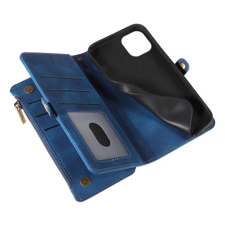For iPhone 16 Plus Fantasy Multifunctional Zipper Wallet Leather Phone Case(blue) - iPhone 16 Plus Cases by buy2fix | Online Shopping UK | buy2fix